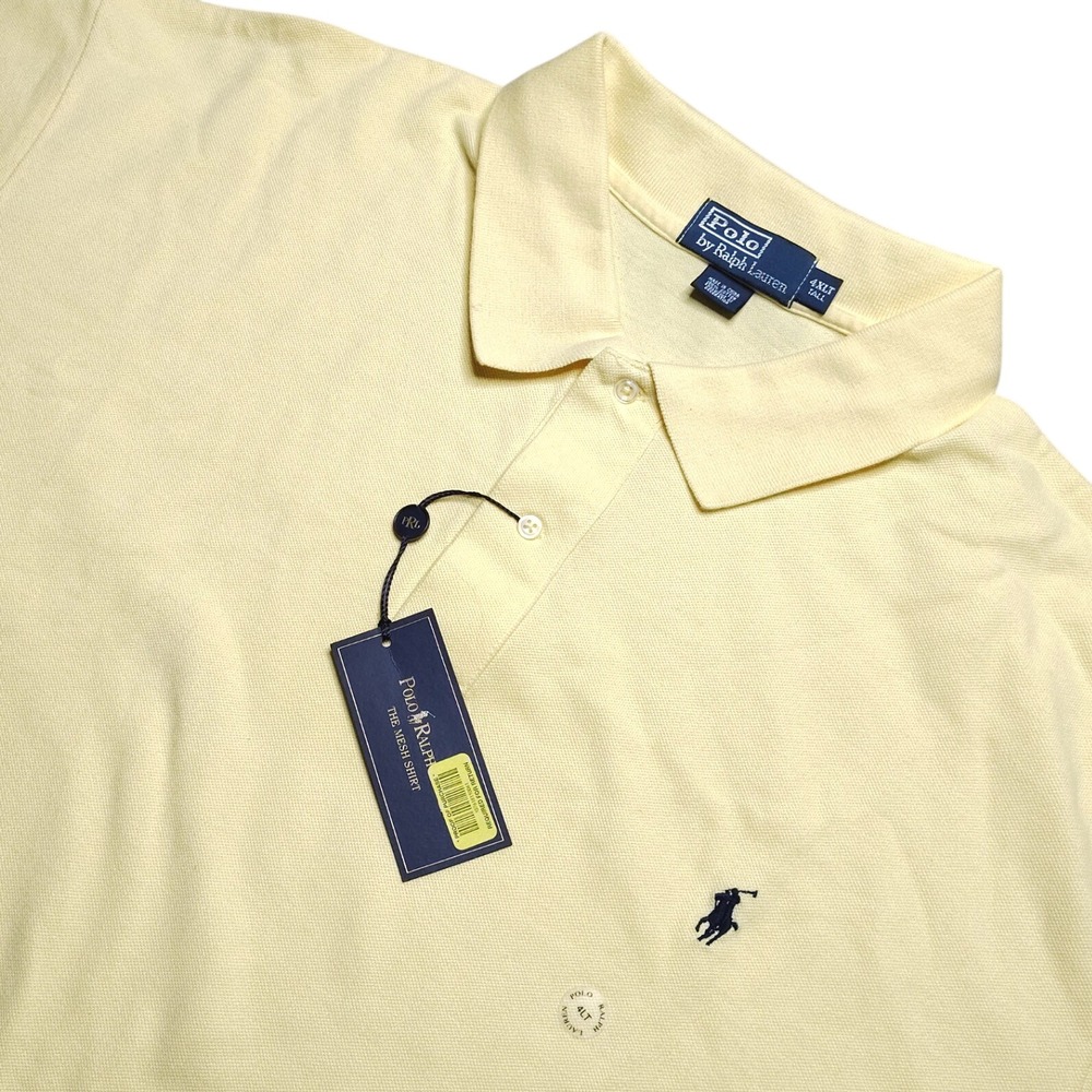 Polo Ralph Lauren Mesh Shirt Mens 4XLT Yellow NWT Short Sleeve Pony Logo Tall